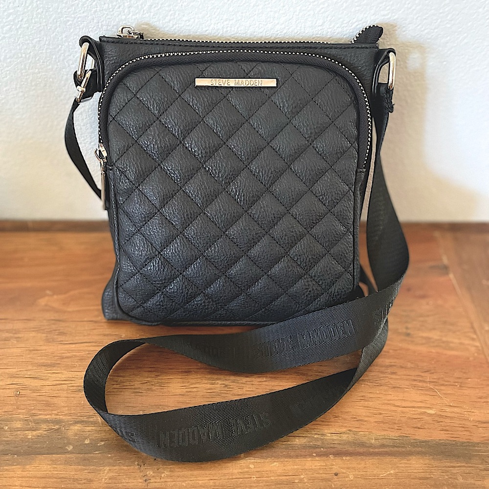 Black Quilted Steve Madden Crossbody Purse